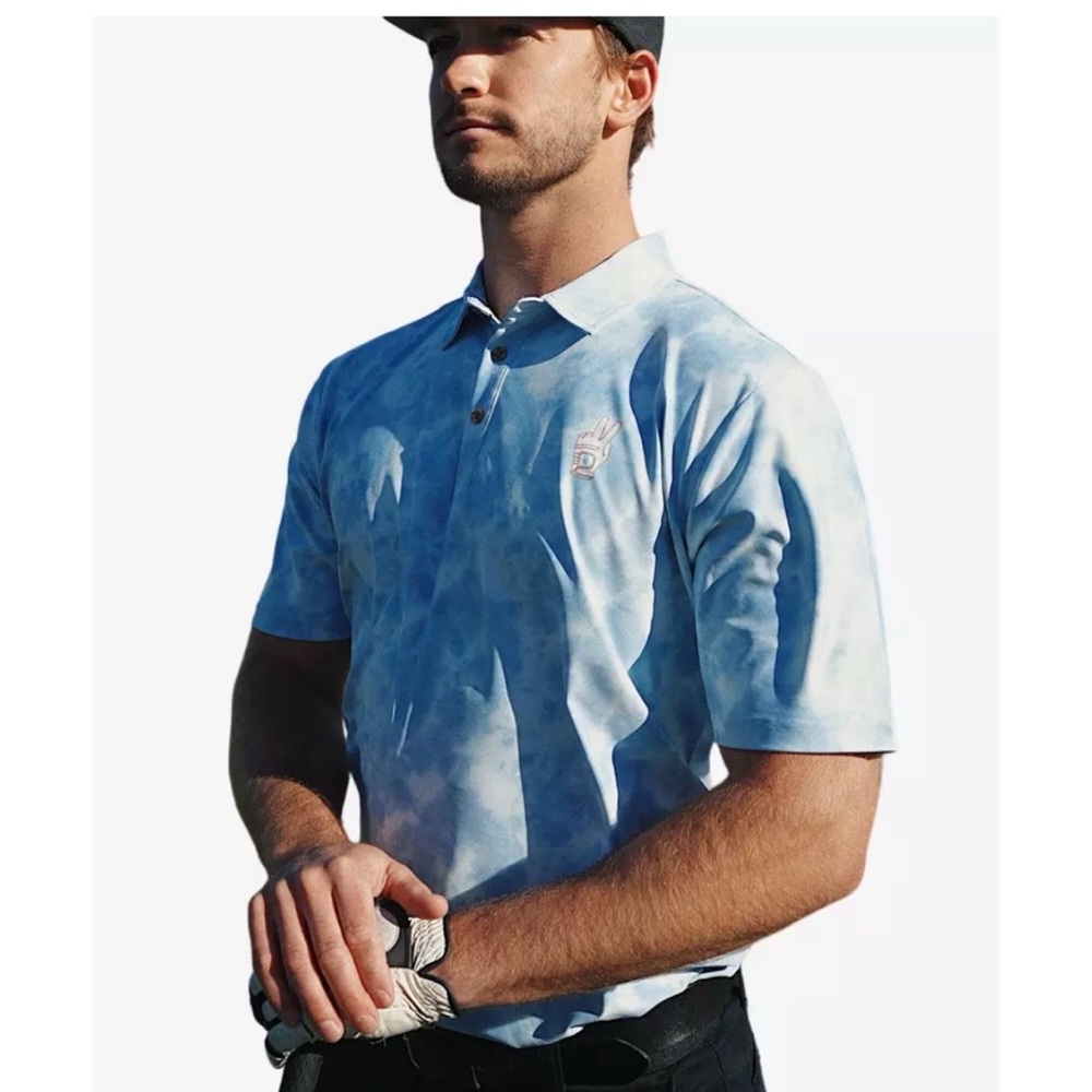 Smith & Quinn Tie-dye Peace Sign Golf Polo Shirt Size Large